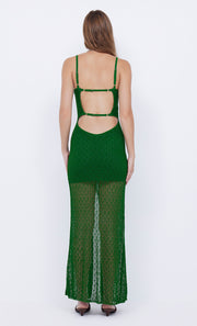 BREEZE BACKLESS KNIT MAXI DRESS - PINE GREEN