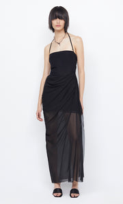 AIDA DRAPED MAXI DRESS - BLACK