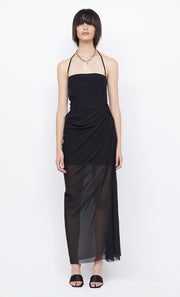 AIDA DRAPED MAXI DRESS - BLACK