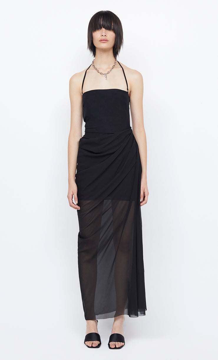 AIDA DRAPED MAXI DRESS - BLACK