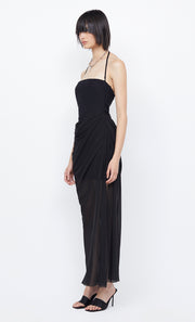 AIDA DRAPED MAXI DRESS - BLACK