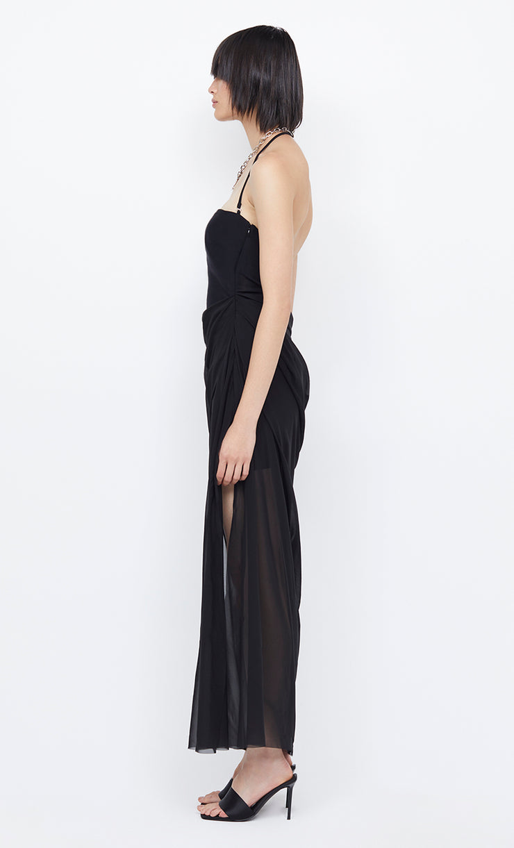 AIDA DRAPED MAXI DRESS - BLACK