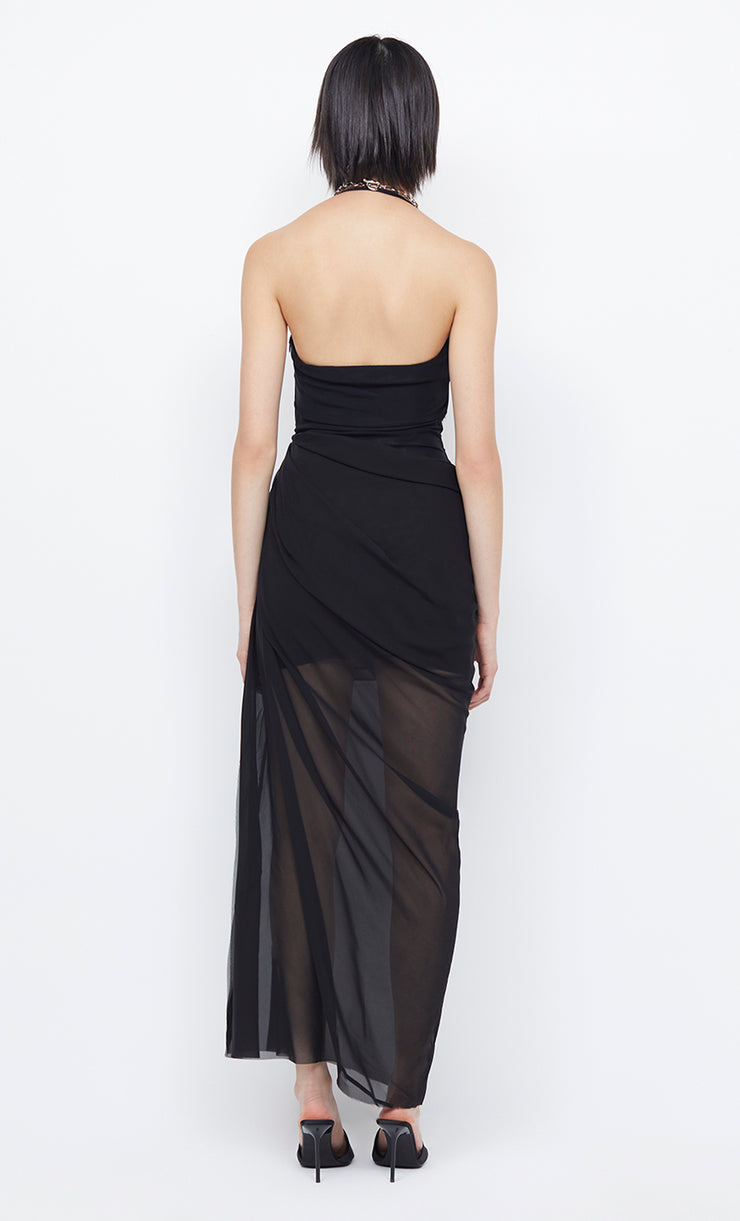 AIDA DRAPED MAXI DRESS - BLACK