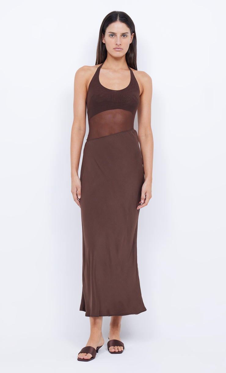 MARINA ASYM MAXI DRESS - COCOA