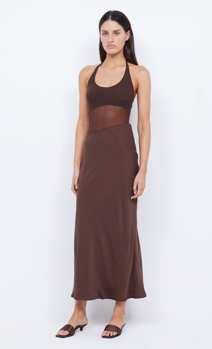 MARINA ASYM MAXI DRESS - COCOA