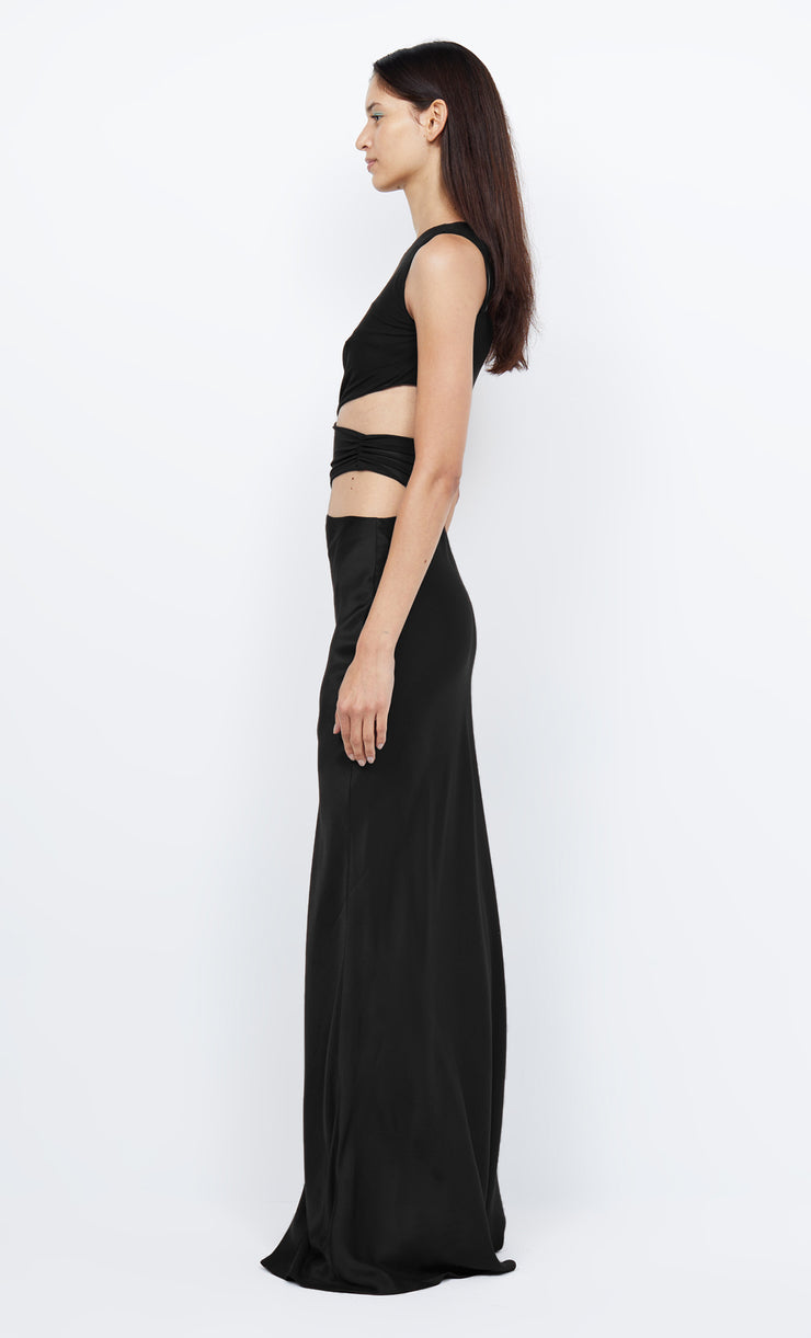 WHORL ASYM DRESS - BLACK