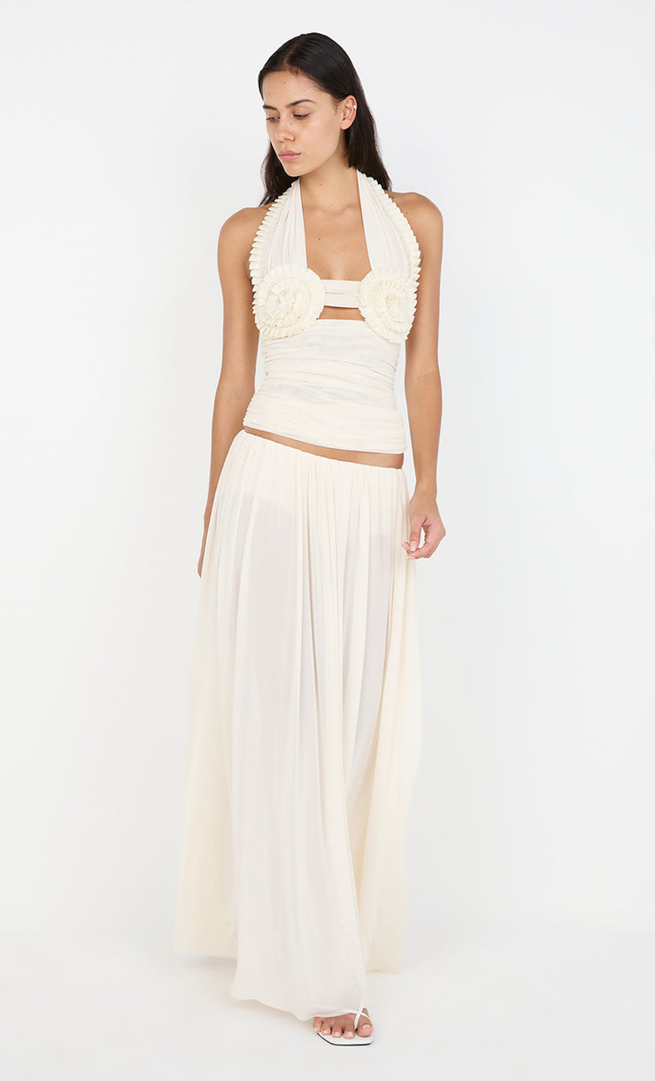 DANTE SPIRAL HALTER TOP - BUTTERCREAM