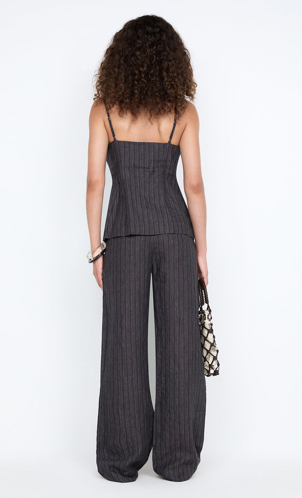 ZURI TOP - CHARCOAL STRIPE