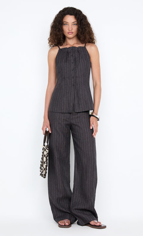 ZURI TOP - CHARCOAL STRIPE