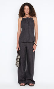 ZURI TOP - CHARCOAL STRIPE