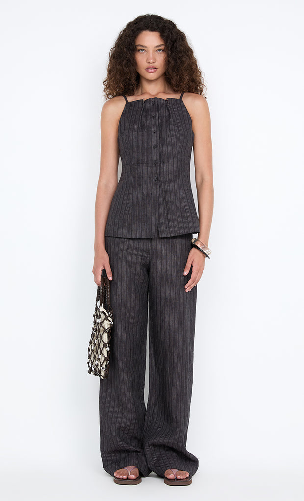 ZURI TOP - CHARCOAL STRIPE