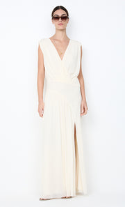 ASHLAN V NECK MAXI DRESS - BUTTERCREAM