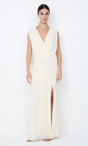 ASHLAN V NECK MAXI DRESS - BUTTERCREAM