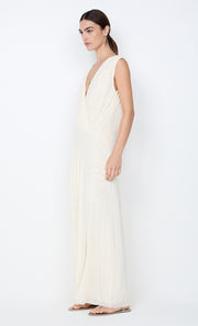 ASHLAN V NECK MAXI DRESS - BUTTERCREAM