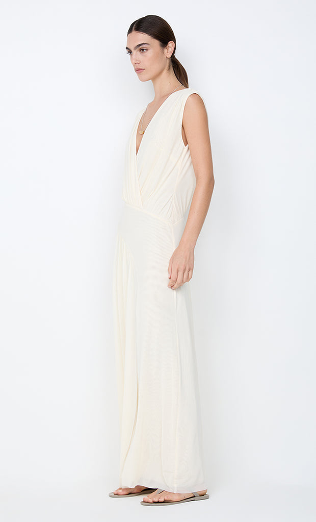 ASHLAN V NECK MAXI DRESS - BUTTERCREAM