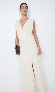 ASHLAN V NECK MAXI DRESS - BUTTERCREAM
