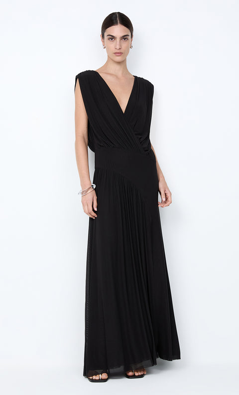 ASHLAN V NECK MAXI DRESS - BLACK