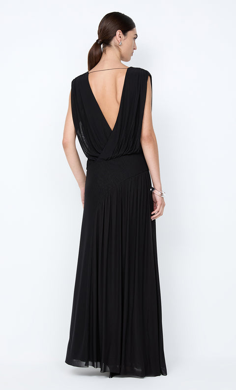 ASHLAN V NECK MAXI DRESS - BLACK