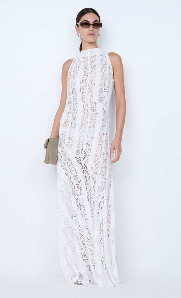 HENRIETTA HIGH NECK MAXI DRESS - WHITE