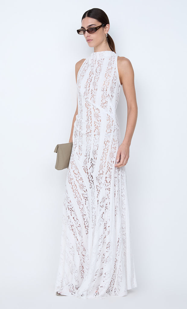 HENRIETTA HIGH NECK MAXI DRESS - WHITE
