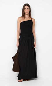 SABRINE ASYM MAXI DRESS - BLACK