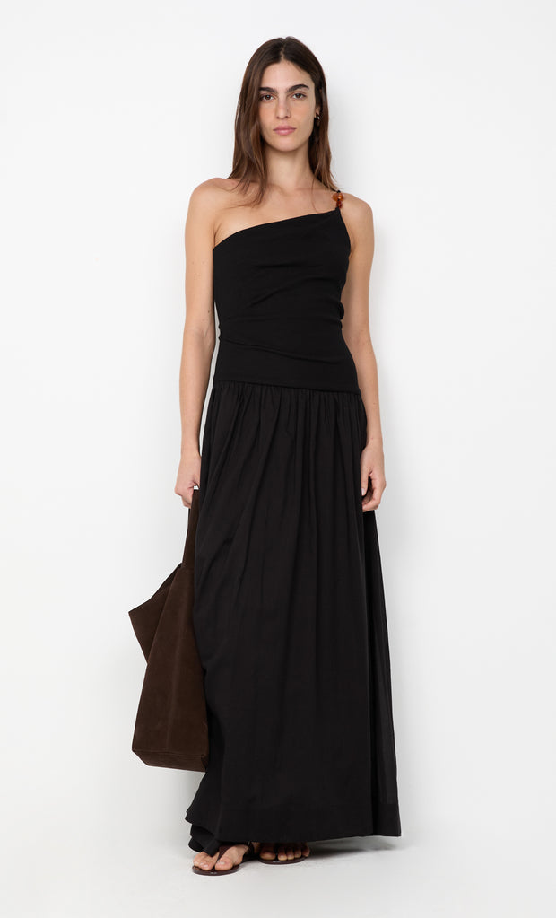 SABRINE ASYM MAXI DRESS - BLACK