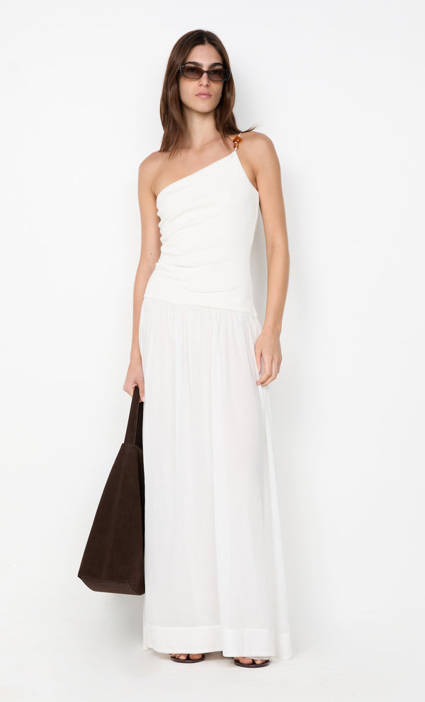 SABRINE ASYM MAXI DRESS - IVORY/WHITE