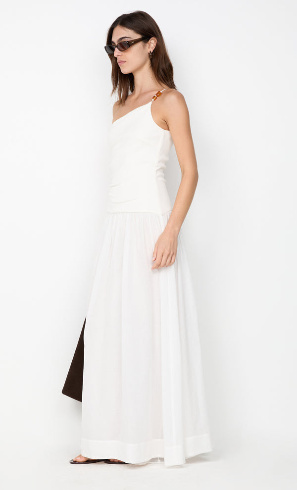 SABRINE ASYM MAXI DRESS - IVORY/WHITE