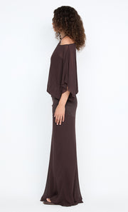 DELILAH OVERLAY MAXI DRESS - DARK CHOCOLATE