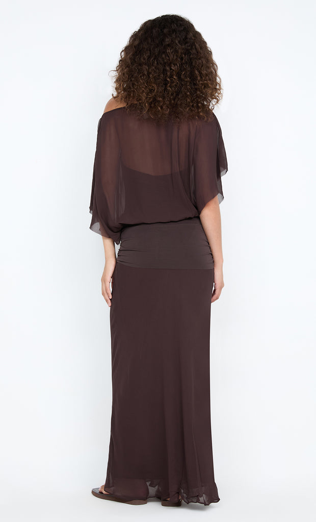 DELILAH OVERLAY MAXI DRESS - DARK CHOCOLATE