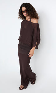 DELILAH OVERLAY MAXI DRESS - DARK CHOCOLATE