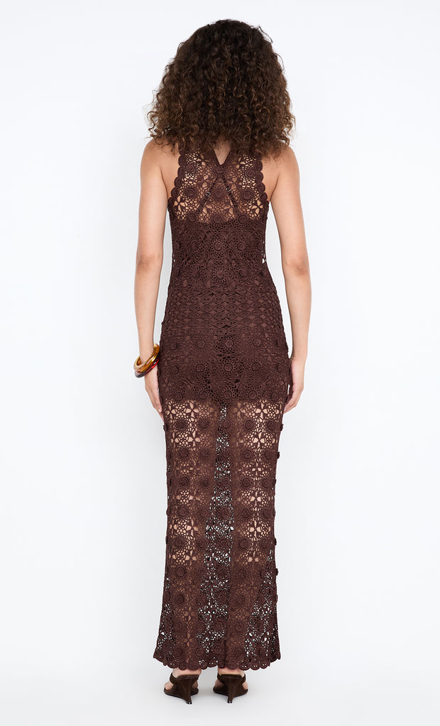 ANIA HALTER MAXI DRESS - DARK CHOCOLATE