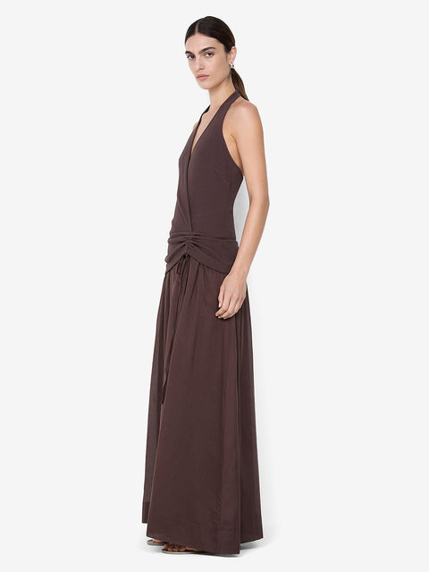 SABRINE HALTER MAXI DRESS - DARK CHOCOLATE
