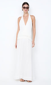 SABRINE HALTER MAXI DRESS - IVORY/WHITE