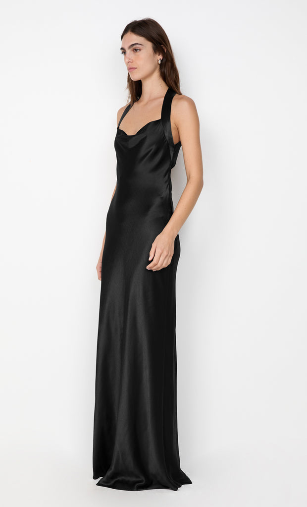 GIA HALTER MAXI DRESS - BLACK
