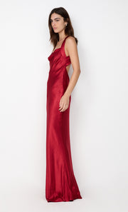 GIA HALTER MAXI DRESS - CHERRY
