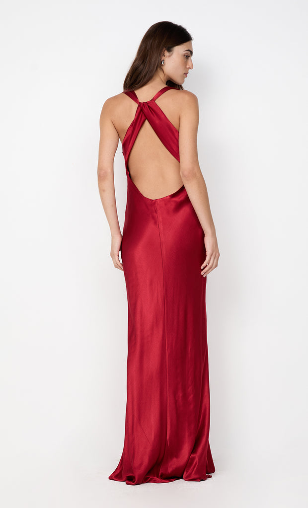 GIA HALTER MAXI DRESS - CHERRY