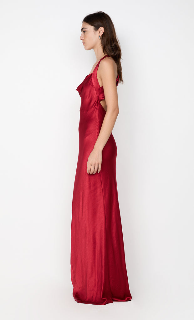 GIA HALTER MAXI DRESS - CHERRY