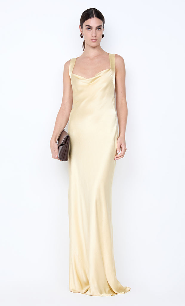 GIA HALTER MAXI DRESS - WHEAT