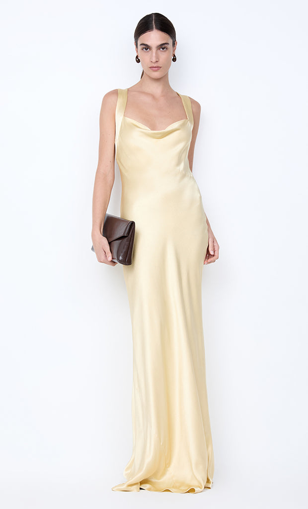 GIA HALTER MAXI DRESS - WHEAT