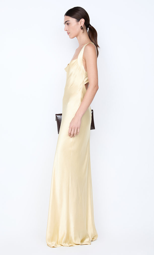 GIA HALTER MAXI DRESS - WHEAT