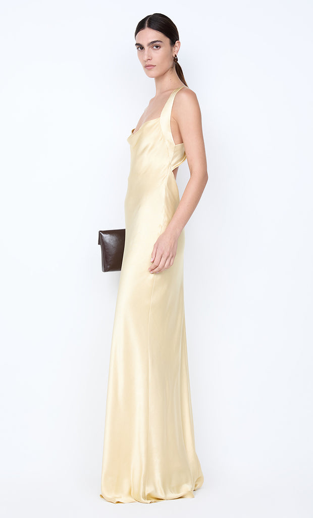 GIA HALTER MAXI DRESS - WHEAT