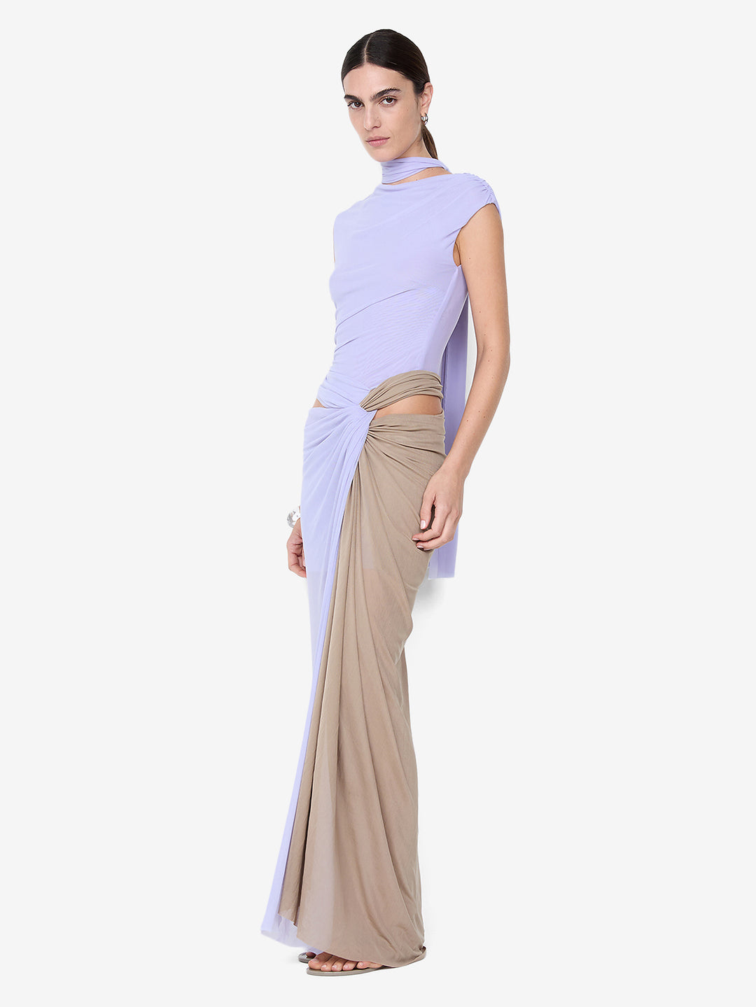 CONNI TWIST MAXI DRESS - WISTERIA/TAUPEE