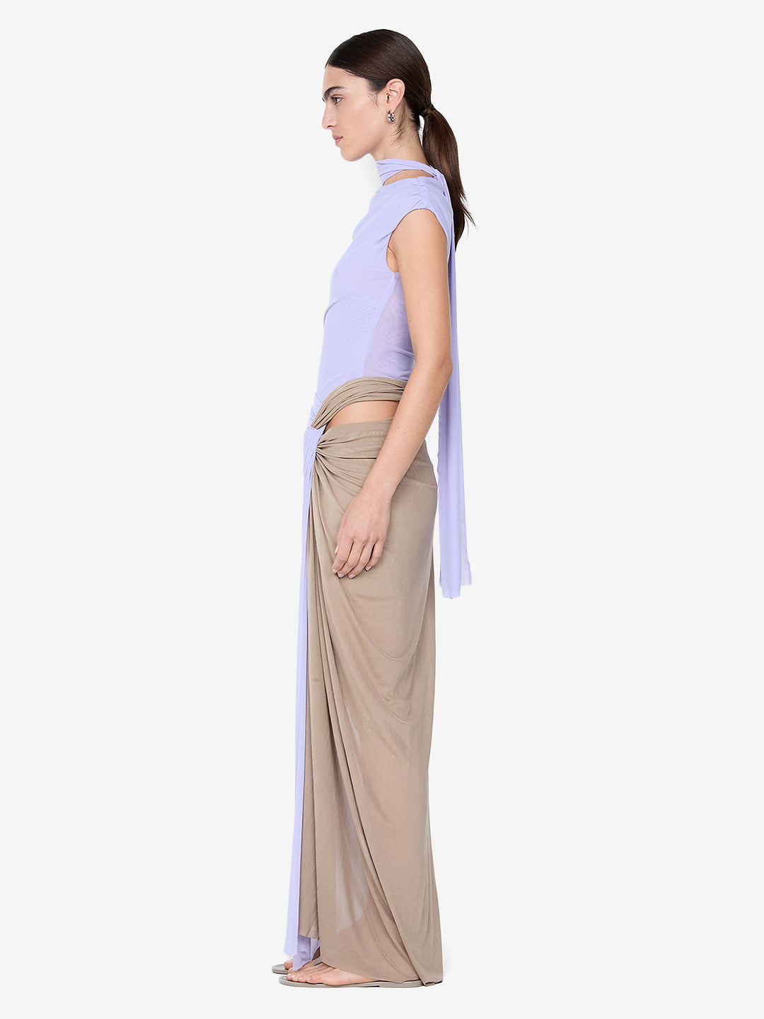 CONNI TWIST MAXI DRESS - WISTERIA/TAUPEE
