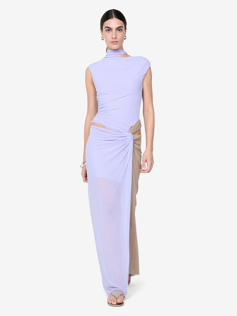 CONNI TWIST MAXI DRESS - WISTERIA/TAUPEE