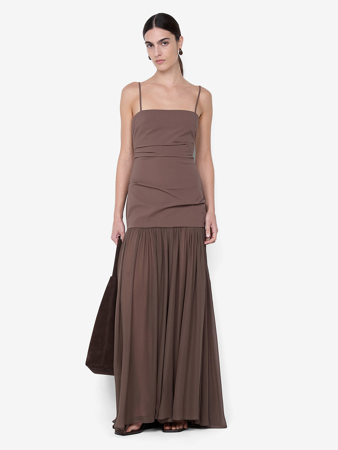 REID DROP WAIST MAXI DRESS - MILK CHOCOLATE