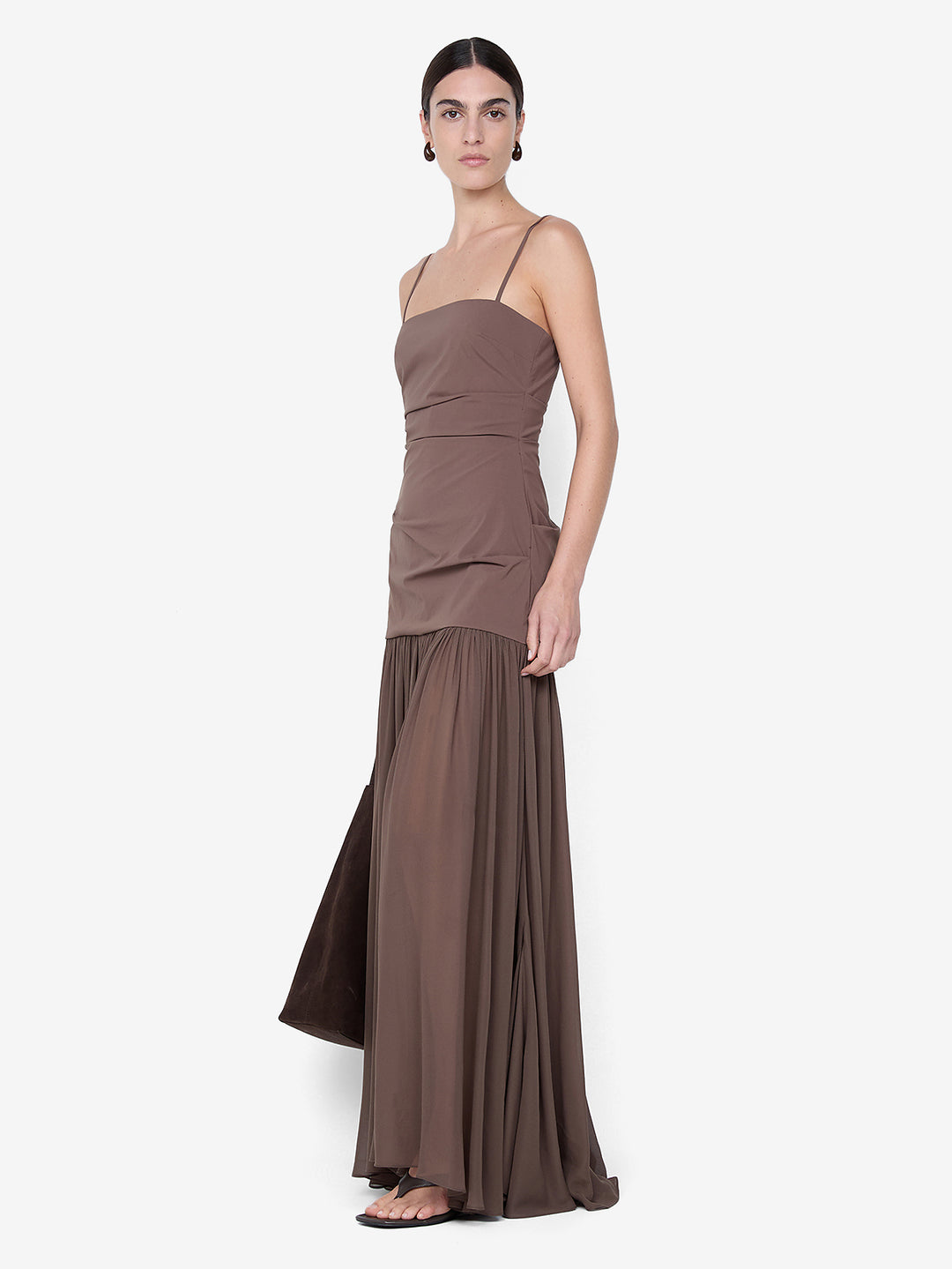 REID DROP WAIST MAXI DRESS - MILK CHOCOLATE