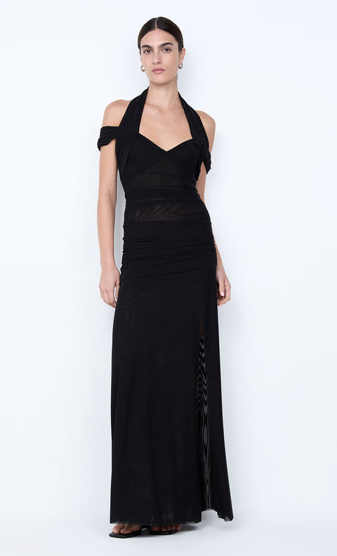 WINNIE HALTER MAXI DRESS - BLACK