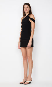 SYLVIE ASYM MINI DRESS - BLACK