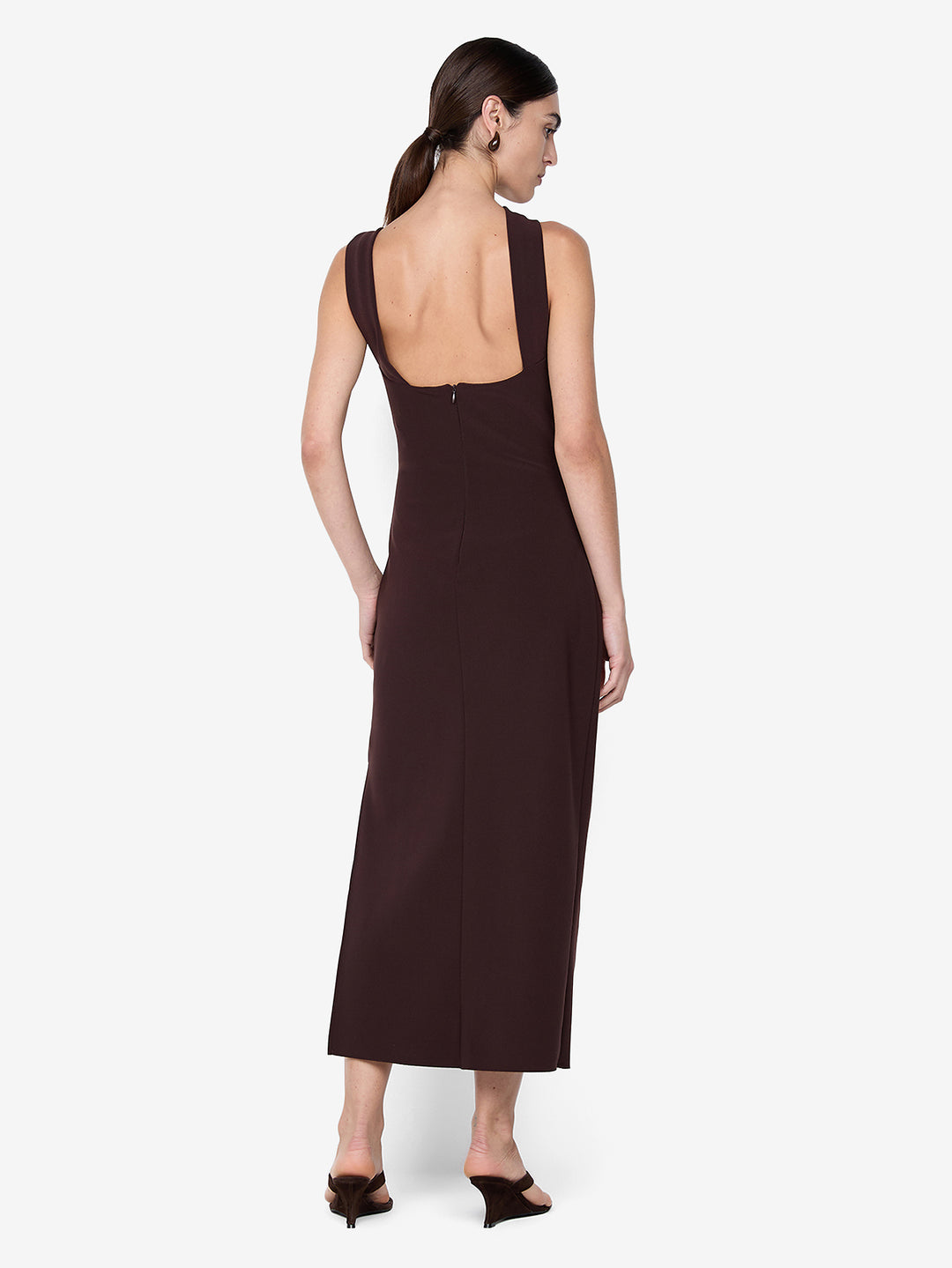 SYLVIE ASYM MIDI DRESS - ESPRESSO